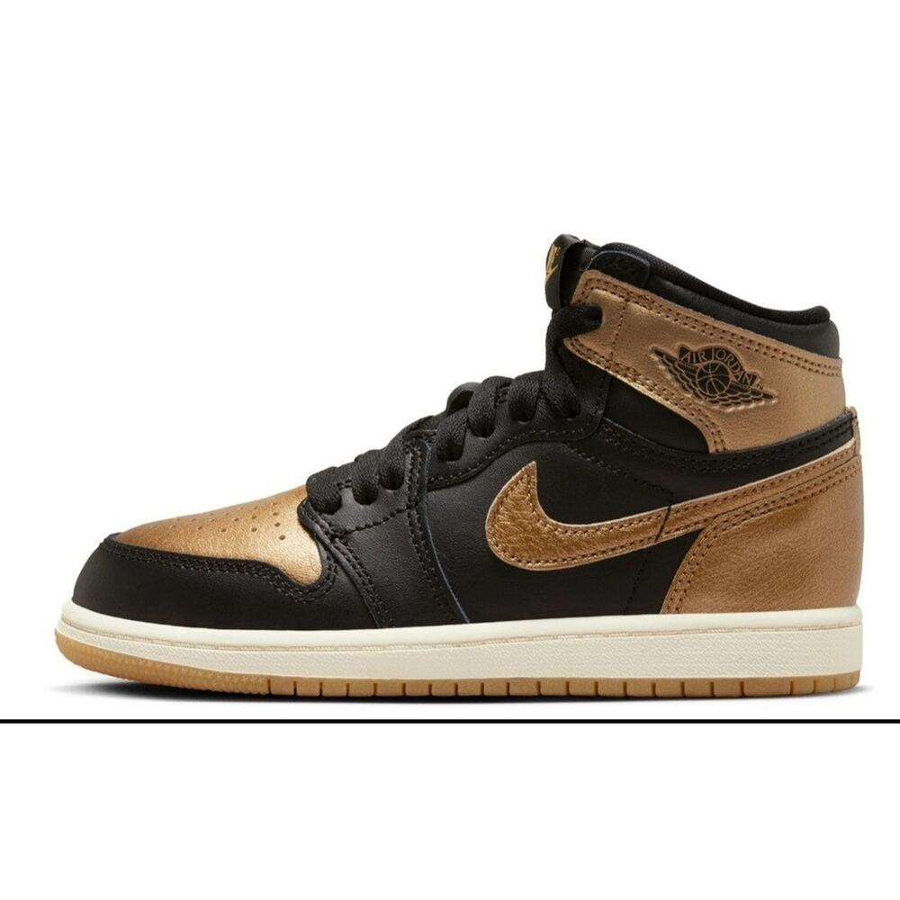Nike Air Jordan 1 Retro High OG Mens 9.5 DZ5485-071 Black/Metallic Gold New - Picture 2 of 6